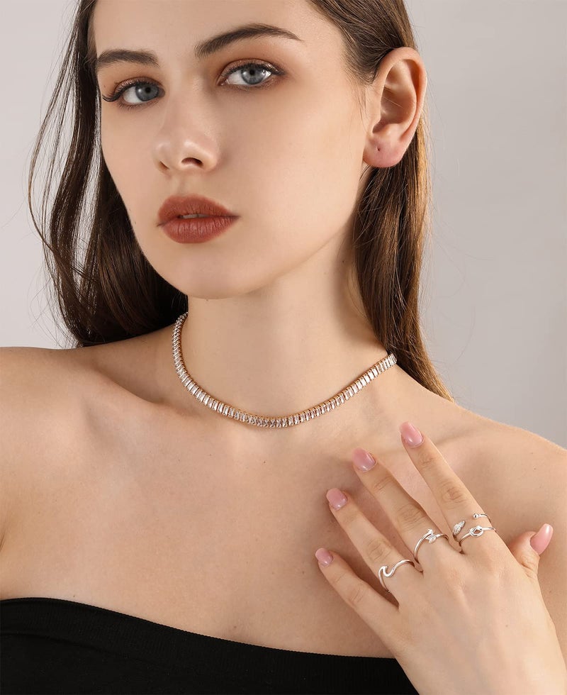 FUNEIA 8PCS Adjustable Rings for Women, Silver Stackable Knuckle Rings for Women, Arrow Knot Wave Open Stacking Dainty Thumb Rings Set - Image 4